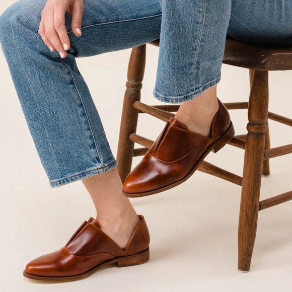 Nisolo Emma d’Orsay Oxford Leather Brandy Size 7.5 - Picture 1 of 11